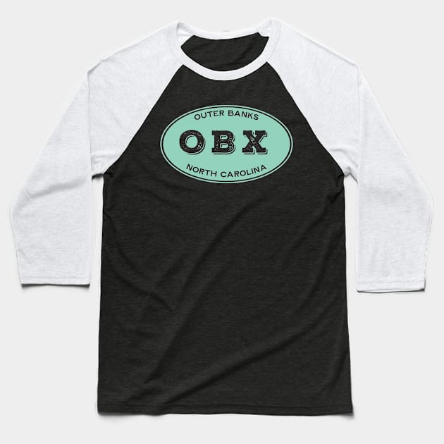 OBX Solid Oval in Aqua Baseball T-Shirt by YOPD Artist